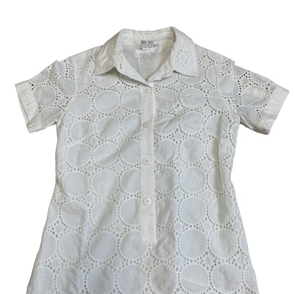 London Times Women's Eyelet Shirt Dress white ivory Size 6 - Picture 5 of 7